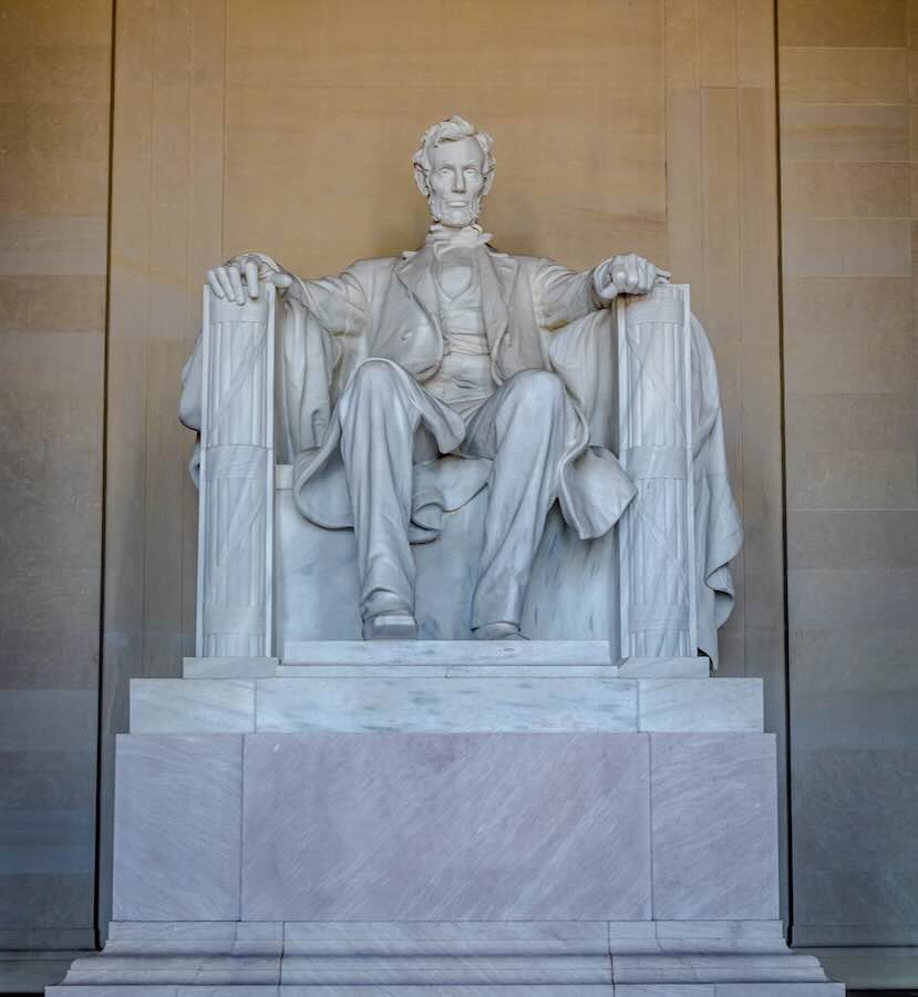 The Abraham Lincoln Statue at the Lincoln Memorial.